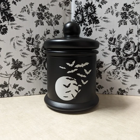 Bats+Moon Black Glass ContainerGlass Cookie Jar/Kitchen Storage Canister Storage & Organization